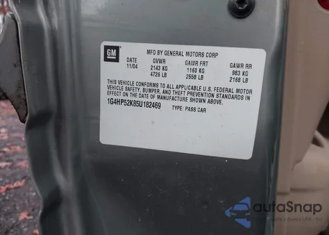 2005 Buick Lesabre Custom from USA, damaged, VIN 1G4HP52K85U182469